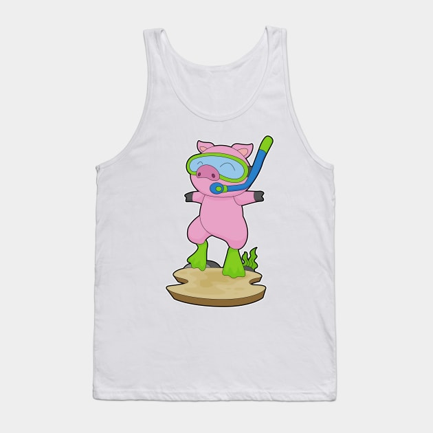 Pig Diver Snorkel Diving Tank Top by Markus Schnabel